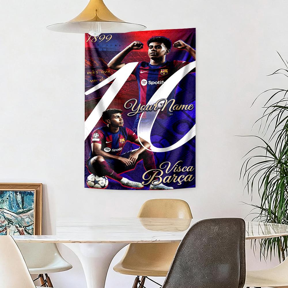 Lamine Yamal Custom Your Name Wall Decor Tapestry Art For Pet Memorial Birthdaywedding Party Backdrop Family Gift