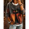 3D Printed Halloween Sweatshirt Women Loose Fit Crew Neck Long Sleeve Casual Pullover