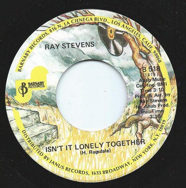 7-дюймовая пластинка RAY STEVENS - Isn't It Lonely Together B518 Barnaby Records US Rock Б/у