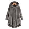 Women Plus Size Button Plush Tops Hooded Loose Cardigan Wool Coat Winter Jacket