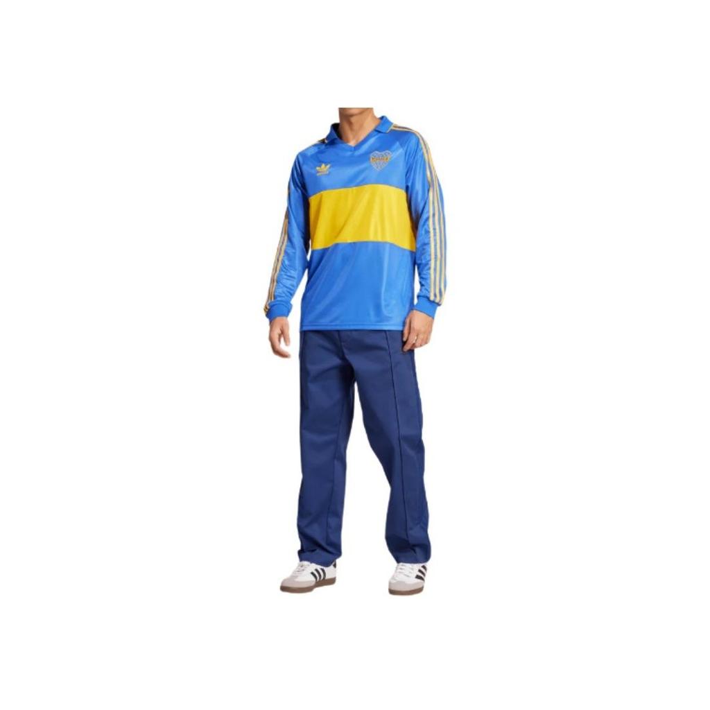 Adidas Оригинальная футболка Boca Juniors 1993, цветной блок, логотип с буквами, пуловер, свободный крой, длинный рукав, футбольная майка, мужской топ, синий IV7547