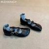 Women Leather Mary Jane Shoes Shallow Buckle Heels Shoes Woman 2024 Trend Autumn Ballet Shoes New Fashion Mujer De Zapatillas