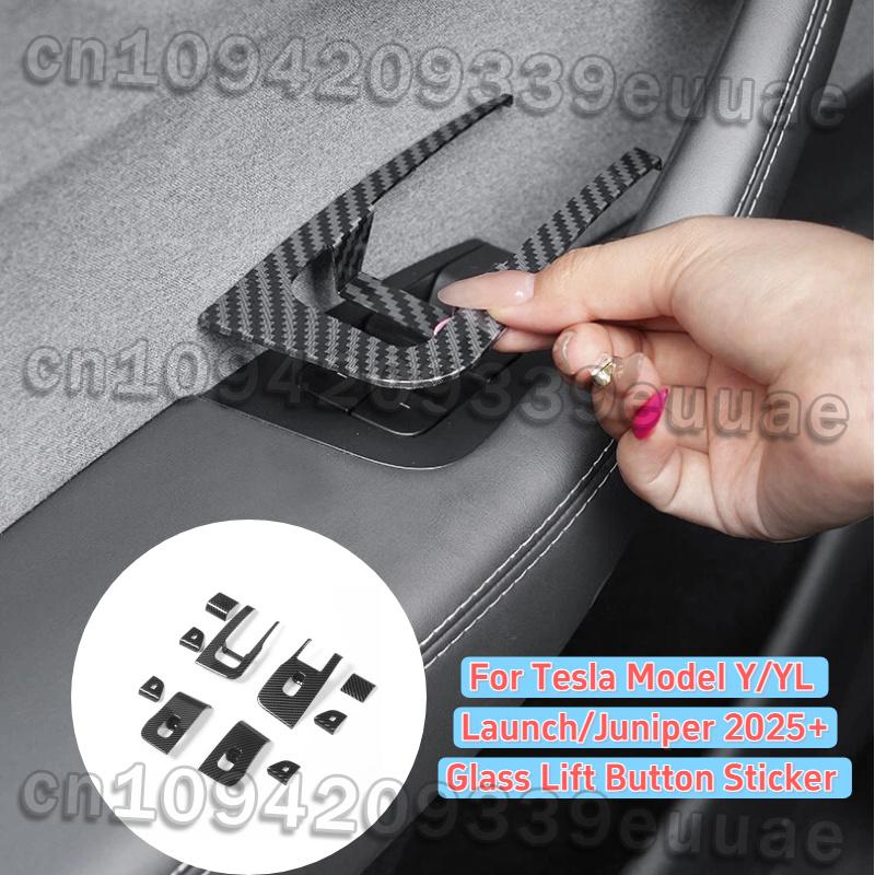 ABS Window Glass Lift Button Sticker for Tesla Model Y/YL Launch/Juniper 2025 Up Panel Switch Cover Decorative Car Accessories