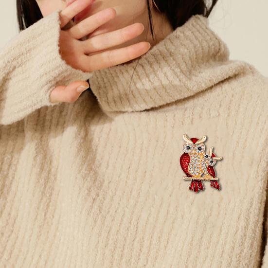 Эмалированные стразы в форме совы, встроенная брошь, значок, банкетные украшения