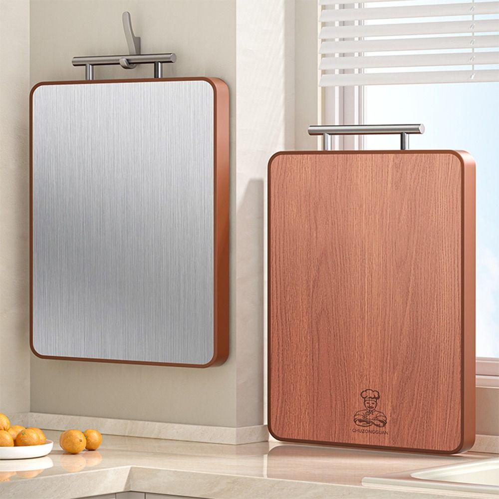 Stainless Steel Double-sided Chopping Board Antibacterial Mildew-proof Cutting Board Ebony Rust Proof Chopping Block