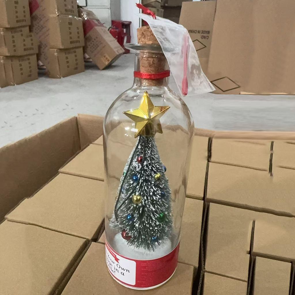 Recordable Christmas Tree Message in A Bottle W/ Playback Cork Christmas Tree Voice Message Bottle Ornament for Home Xmas Gift