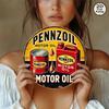Винтажная металлическая вывеска Pennzoil Motor Oil Ретро Декор Гаража Мужская Берлога Подарок Настенное Искусство 8x8 Дюймов
