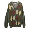 90s Linen Blend White Tag Old Argyle Long Sleeve Cotton Knit Sweater Men's Used