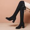 Женская обувь на модном рукаве, женские сапоги, зимние туфли с круглым носком, женские сапоги на длинном бочонке и толстом каблуке, большие размеры