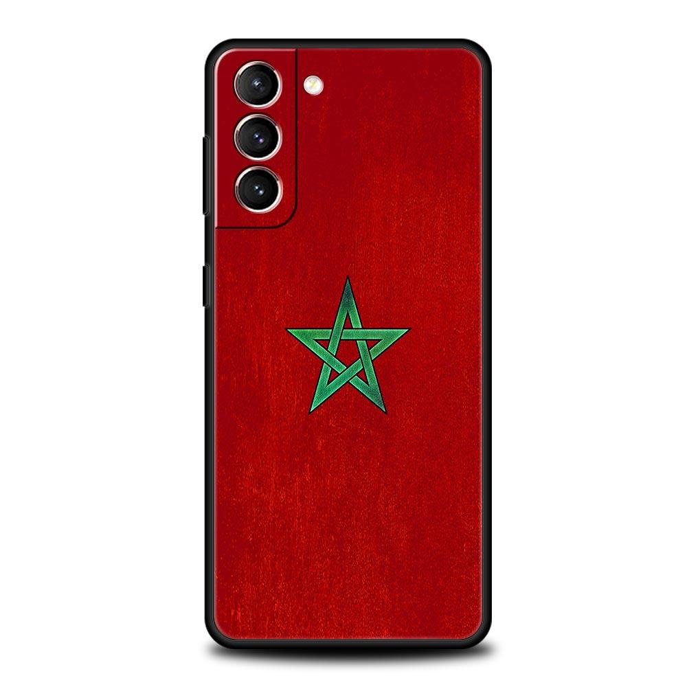 Чехол для паспорта и телефона с флагом Марокко для Samsung Galaxy S24 S23 S22 S20 Ultra S21 FE 5G S10 S9 Plus S10E S8 Note 20 Мягкий черный чехол