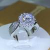 Новейшее Классическое Кольцо с Множеством Зубцов с Главным Белым Цирконом Серебряное для Женщин Вечеринка Кукис Вечеринка Ювелирное Изделие Подарок