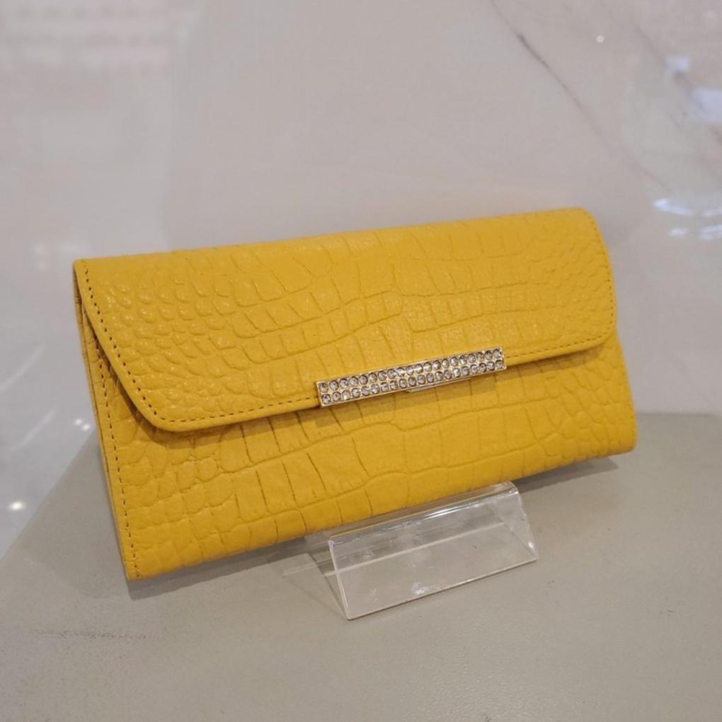 Moncross Cubic Point Cowhide Leather Cover-Type Women's Long Wallet YEAW-9159