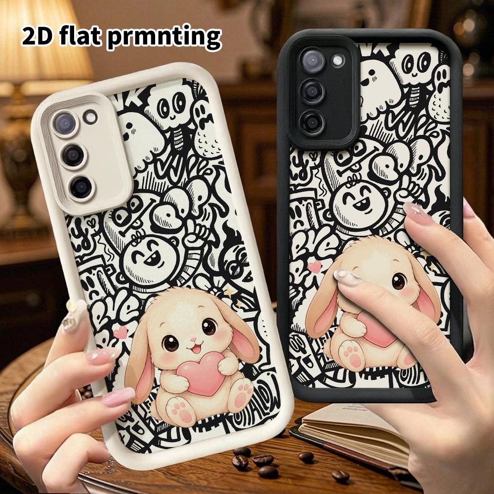Phone Case: 2D Flat Samsung Galaxy A34 A35 M05 M06 S20 S22 S21 FE Plus 5G Protective Case, Light Beige Lop-Eared Rabbit, Christmas and Halloween Gift