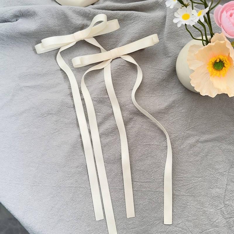 2Pcs Sweet Long Hairpins Ribbon Tassel Bowknot Hair Clip for Women Hair Braid Girl Party Barrettes Adult Headwear Accessories