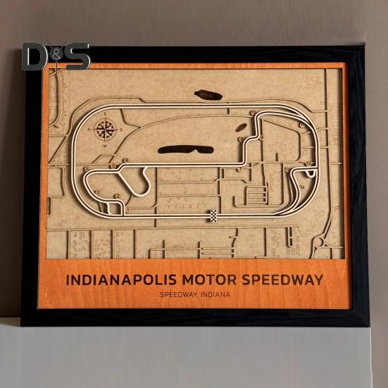 Компоновка трассы Motor Speedway 3D из дерева, орнамент для трассы Indianapolis Speedway, настенное искусство для домашнего офиса, любителей гонок