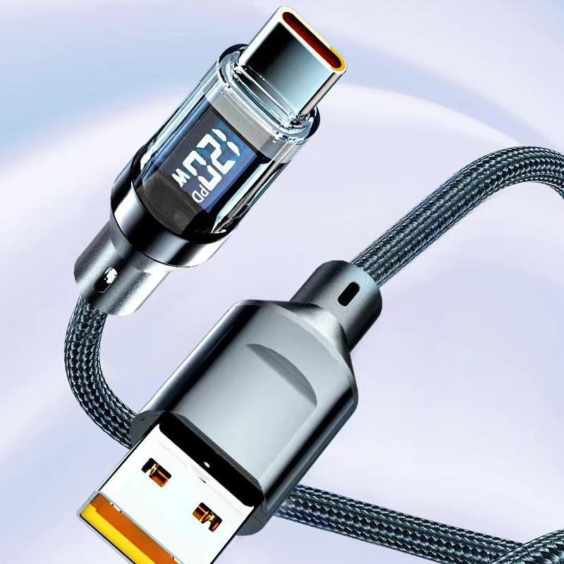 120 Вт USB на Type C Кабель для быстрой зарядки и передачи данных Кабель USB C для Samsung Xiaomi с LED цифровым дисплеем Кабель Аксессуары для зарядки