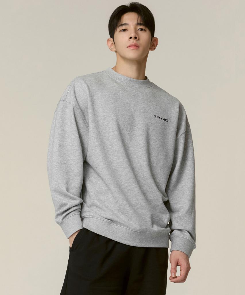 XEXYMIX Fine Cotton Basic Sweatshirt Melange Grey Xuk1Tl1102