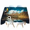 Ancient Castle Building And Fountain Pattern Tablecloth Thicken Cotton Rectangular Round Table Cloth For Wedding Picnic Party
