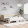 VidaXL Daybed with Trundle and Mattress Cream 90x200 Cm Fabric 3196838