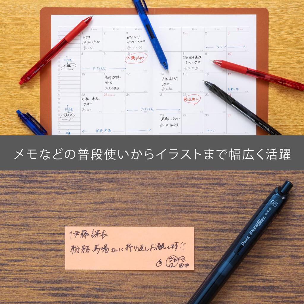 Pentel Гелевая ручка EnerGel S Шариковая Черная 5 шт. Ручка, 0,5 мм, Корпус, XBLN125-A5,