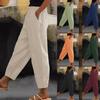 Yangi Ayollar Shim Paxta Zig'ir Bir Rangli Moda Kundalik Yon Cho'ntak Elastik Kundalik Shimlar Ayollar Shimi
