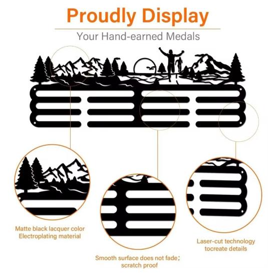Yousheng Стойка для медалей Сверхпрочная металлическая настенная подставка для наград Организатор медалей за соревнования Вешалка-подставка для украшения