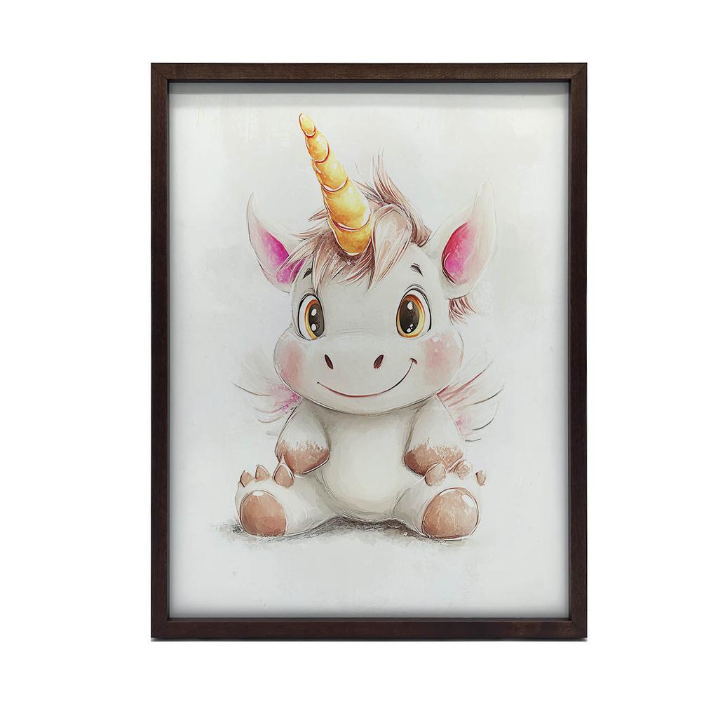 Plakat Uroczy Jednorożec W Pastelowych Kolorach Plakat Uroczy Jednorożec W Pastelowych Kolorach, 50X70 Cm, Bez Ramy, Płótno Premium Na Blejtramie