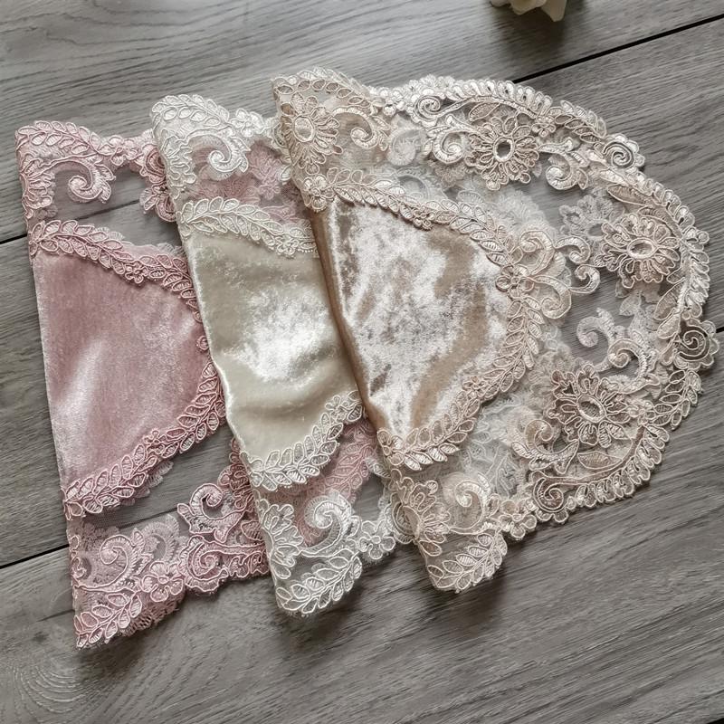 Европейский бархат кружево вышитый бордюр овальная подставка под приборы еда десерт фрукты напиток крышка спальня балкон кофе скатерть