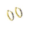 Fashion Simple Light Luxury Stainless Steel Hoop Earrings Daily Inlaid Shining Zircon Embellished Golden Ring