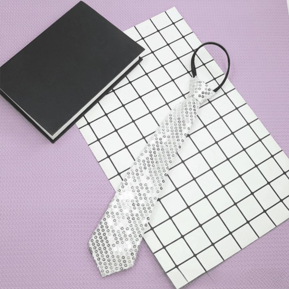 Shiny Pre-Tied Neck Wear Solid Color Women Neckties Elegant Sequins Ties Festival Neck Wear