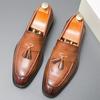 Великобритания Мужские Черные Коричневые Лоферы с Кисточками Кожаные Деловые Повседневные Туфли Мужские Лоферы Формальная Обувь Sapatos Tenis Masculino