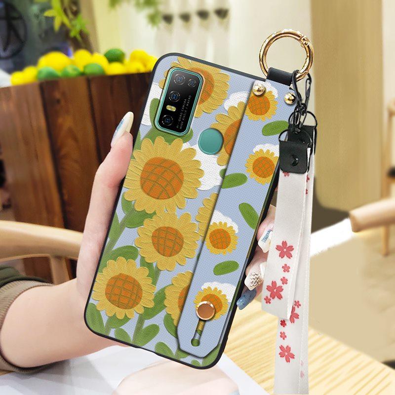 Dirt-resistant Silicone Phone Case For Doogee N30 Waterproof Kickstand Flower Oil Painting Fashion Design Phone Holder
