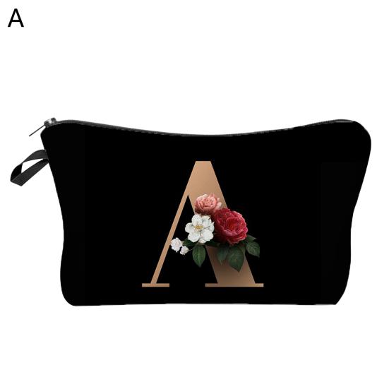 Cosmetic Bag 3D Digital Printing Letter Flower Pattern Female Multipurpose Delicate Pencil
