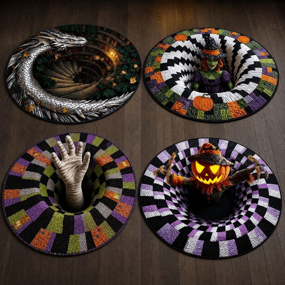 Halloween Pattern Round Halloween Rug Crystal Velvet Halloween Carpet Halloween Decoration