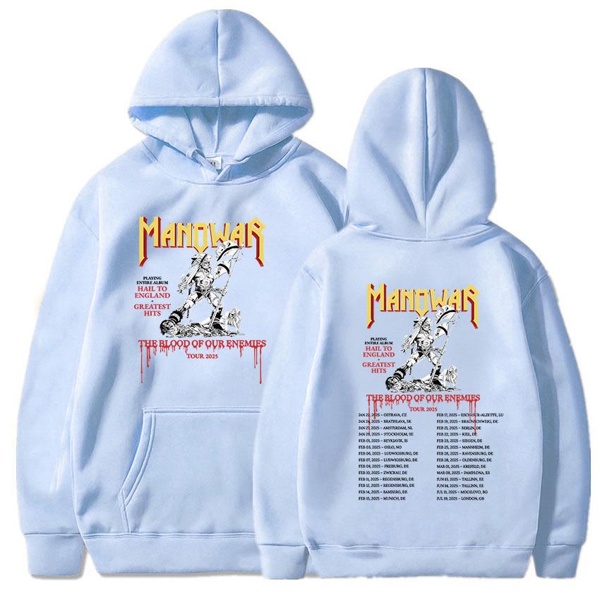 Manowar The Blood Our Enemies Tour 2025 Толстовки Зимние хип-хоп Heavy Mental Band Толстовки