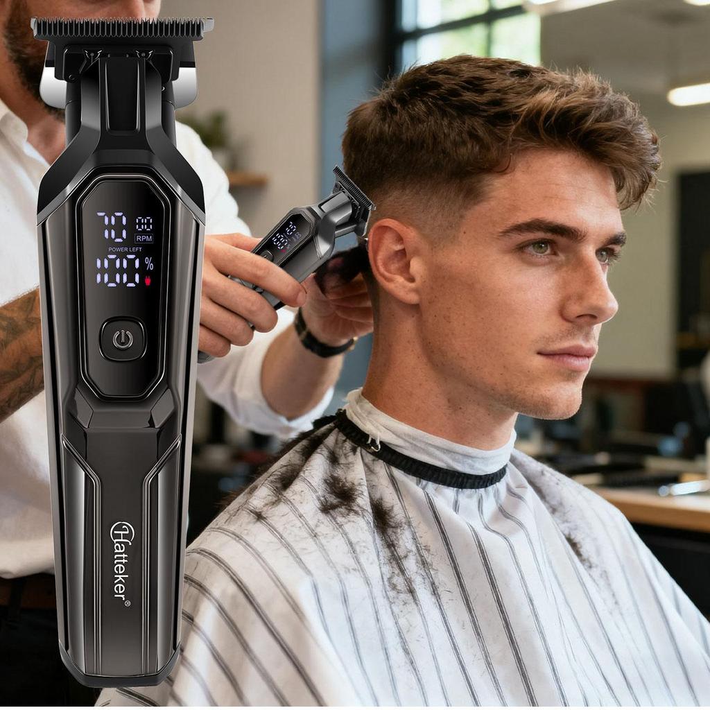 Hatteker Многофункциональная машинка для стрижки волос с цифровым дисплеем, несколько насадок-гребней, 3 варианта цвета для мужского груминга