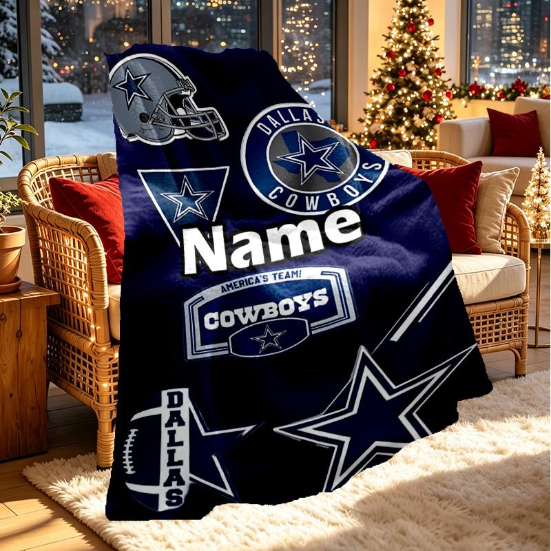 Custom Name Personalized Dallas Cowboys Print Blanket, Home Decor, Bedroom, Sofa, Camping, Couch, Gifts for Birthday ChristmasEnthusiasts