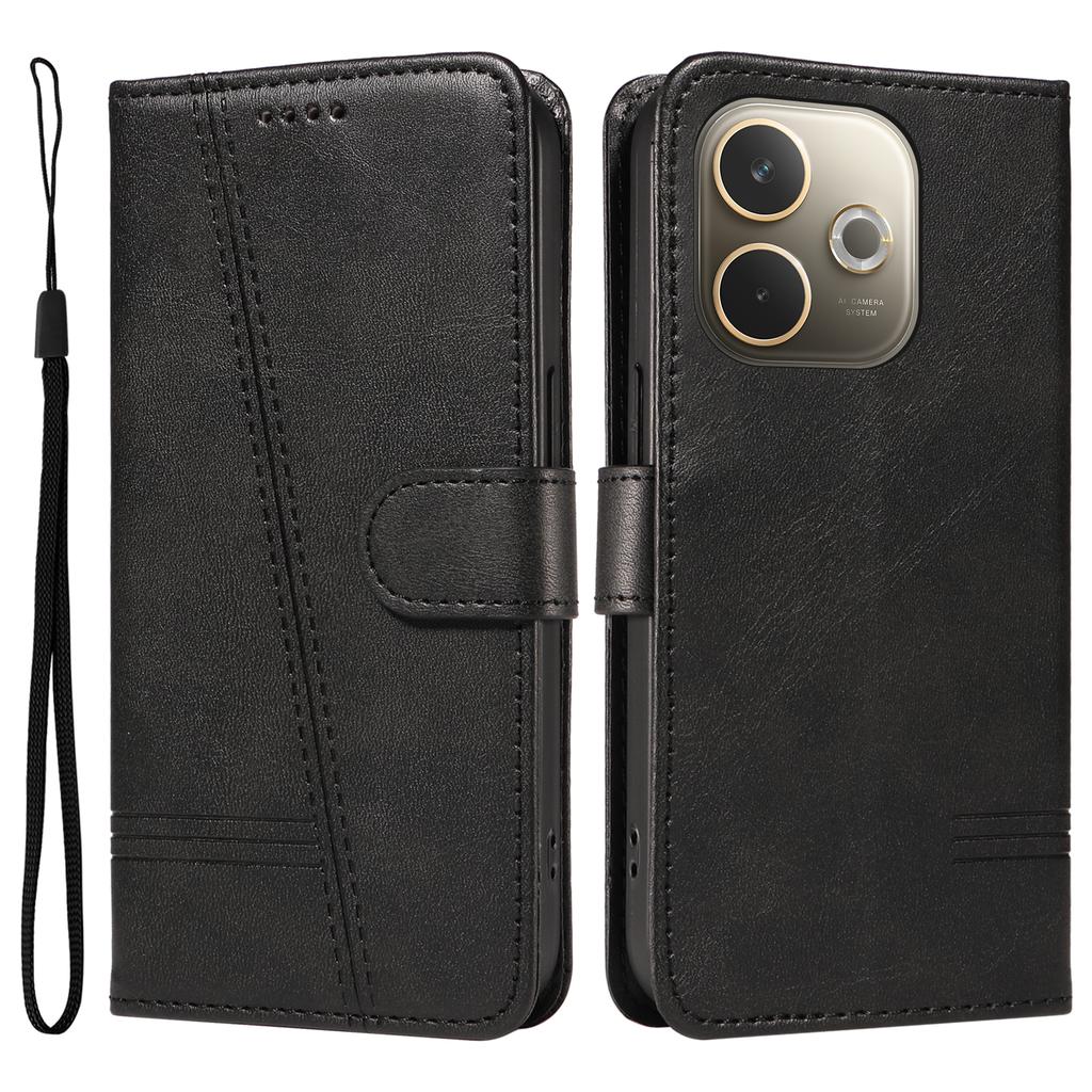 Для Oppo A5 Energy 5G (Китай)/Oppo A5 Pro 4G (Глобальный) Кошелек Чехол Т-образные линии Кожаный Чехол для телефона Подставка