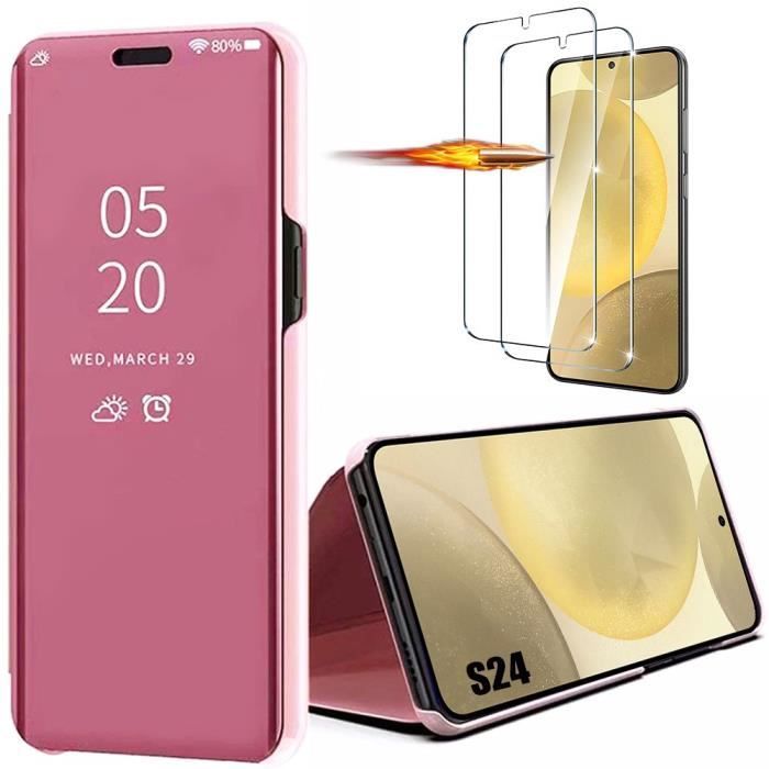 Case for Samsung Galaxy S24 - Smart Case - Pink - 2 Tempered Glasses - Reinforced Protection - Rigid