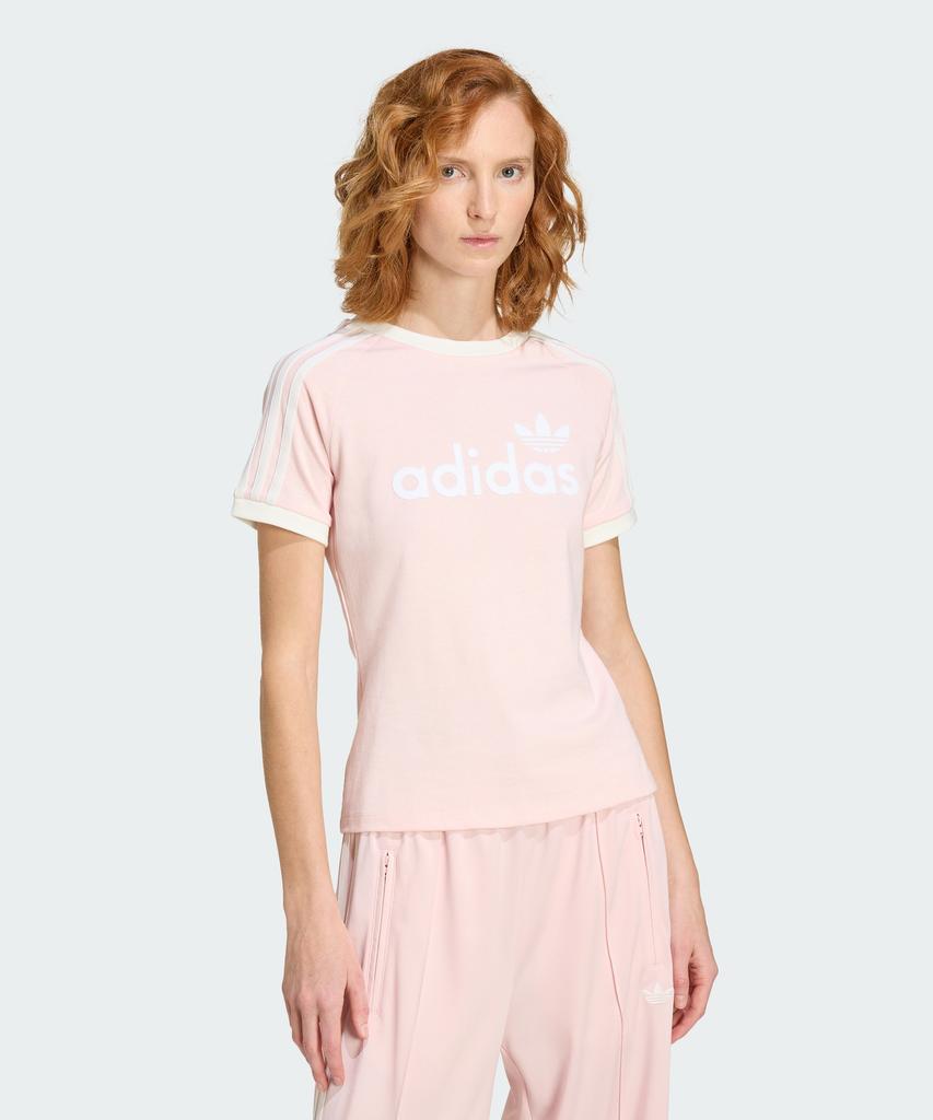 adidas Линейная футболка Cali с графическим принтом - Песочно-розовый:Белый / Ks9293