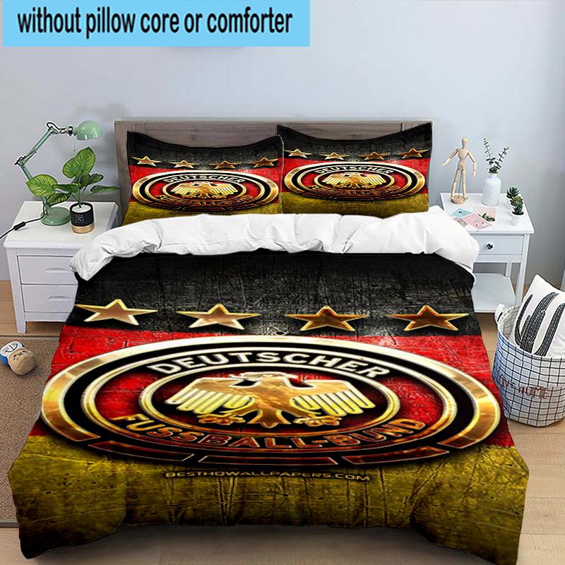 3pcs Germany Football Emblem Printed Bedding Set Duvet Cover Closure Includes 1 Duvet Cover & 2 Pillowcases Bedding Sets Home Decor Gifts
