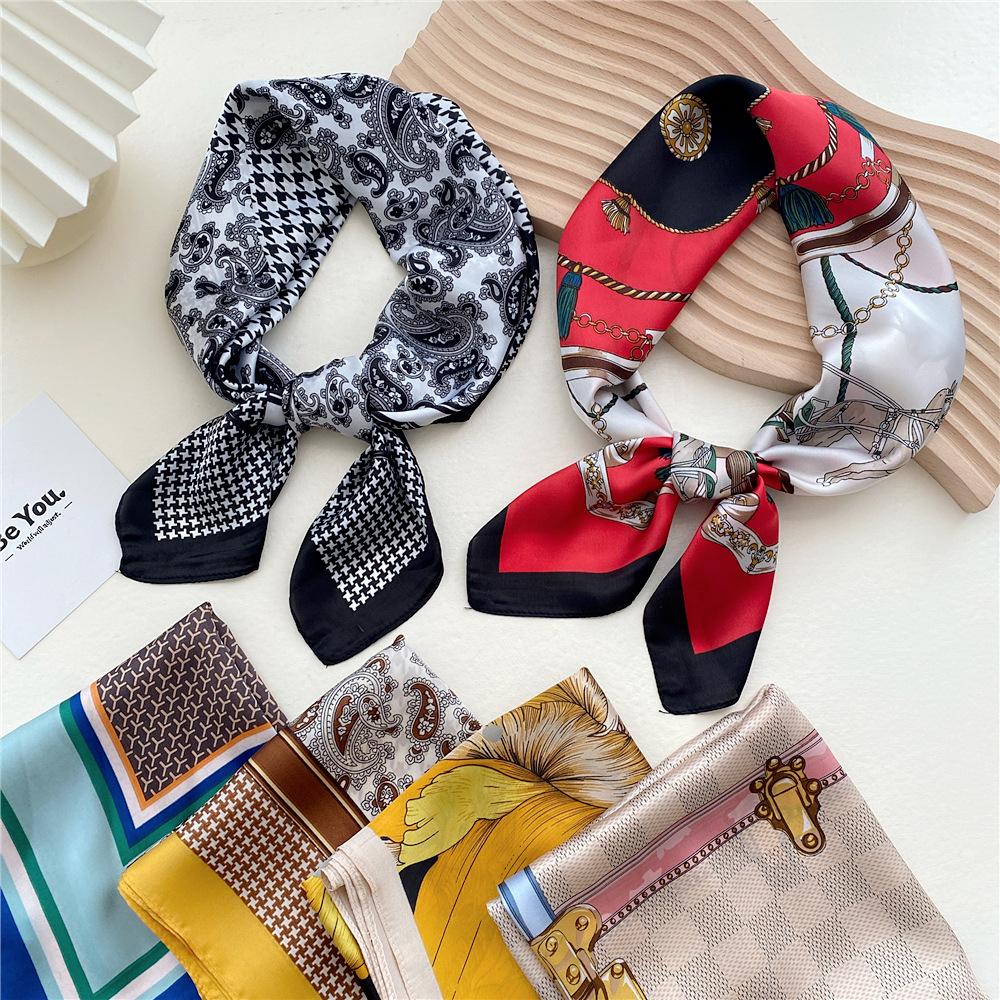 Fashion Decoration Scarf Hairband Tie Hair 70 Small Square Scarf Silk Scarf Women'S Spring And Autumn Versatile Small Scarf Professional Scarf