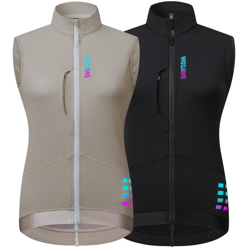 Womens Windproof Thermal Cycling Vest Sleeveless Fleece-Lined Winter Bike Jersey Road