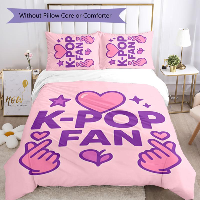 KPOP 3pcs Bedding Set Duvet Cover Closure Includes 1 Duvet Cover & 2 Pillowcases for All Seasons Bedroom Home Dorm Decor