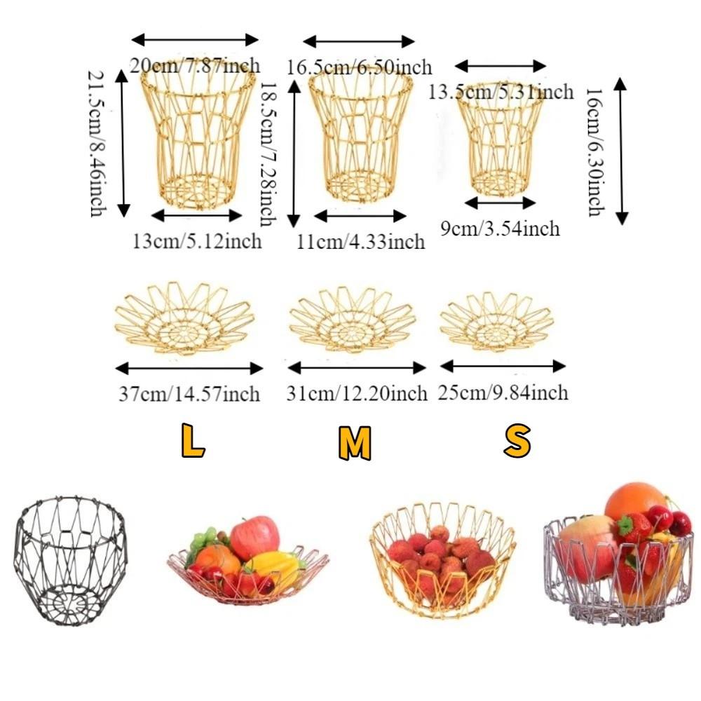 Nordic-style Hollow Structure Foldable Fruit Basket Scalable Modern Candy Dessert Rack Simple Storage Basket Kitchen Organizer