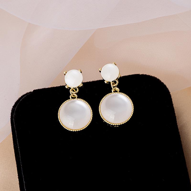 Серьги с геометрическим узором «Тюльпан» и кошачьим глазом, иглы из серебра 925 пробы