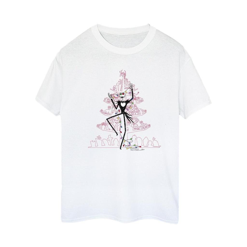 Disney Womens/Ladies The Nightmare Before Christmas Tree Pink Cotton Boyfriend T-Shirt