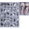 Halloween Nail Accessories Pumpkin Art Stickers, Spider Web Plants Leaves Manicure Decals Decor Decals, Self-Adhesive Stickers for Women and Girls
