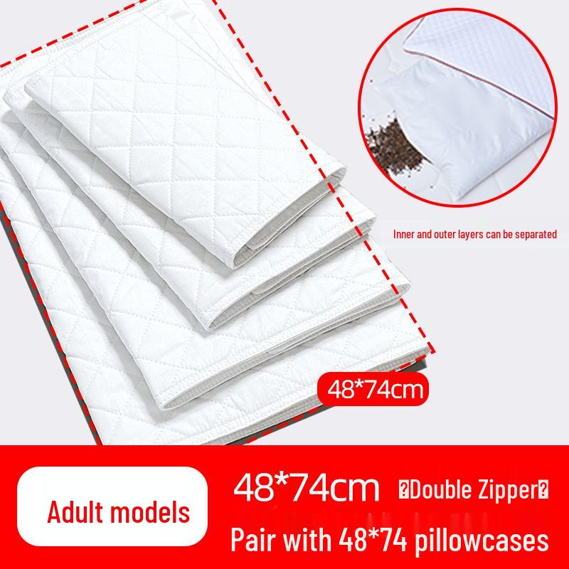 Наволочка для подушки с гречневой лузгой: Чистый хлопок, Двойная молния, Утолщенный, Безопасный для детей мешок для наполнителя подушки, Домашний текстиль.