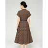 Temperament lapel waist cinched mid size women's dress